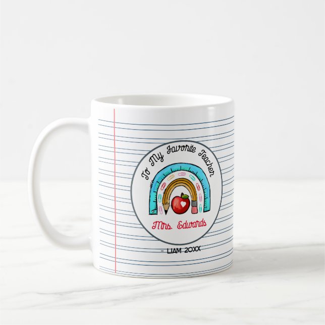 Mein Lieblings-Lehrer Rainbow-Notebook-Name Kaffeetasse (Links)