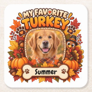 Mein Lieblings-Puten-Thanksgiving-Hundefoto Rechteckiger Pappuntersetzer