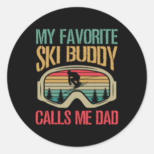 Mein Lieblings-Skibuddy nennt mich Papa Skiing Dad Runder Aufkleber