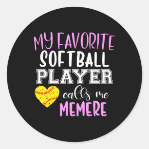 Mein Lieblings-Softball-Spieler nennt mich Memere Runder Aufkleber