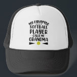 Mein Lieblings-Softball-Spieler nennt mich Oma Truckerkappe<br><div class="desc">Mach deinen eigenen LKW-Hut. Das Design-Tool erlaubt es Ihnen, Ihre Kunst, Designs oder Fotos hinzuzufügen, um einen einzigartigen amerikanischen LKWer Hut zu schaffen! Sie können Text mit coolen Schriftart hinzufügen und eine Vorschau Ihrer Kreation sehen! Unser einfaches Personalisieren von Trucker Hat keine Mindestbestellungen und wird beim Kauf gemacht!</div>