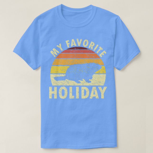 Mein Lieblings-Urlaub Retro Groundhog Day Woodchuc T-Shirt (Design vorne)