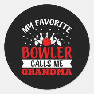 Mein Lieblingsbowler nennt mich Oma Funny Bowling Runder Aufkleber