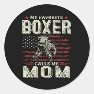 Mein Lieblingsboxer nennt mich Mama Us Flagge Boxe Runder Aufkleber