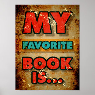 Mein Lieblingsbuch ist Vintage Typografie Poster