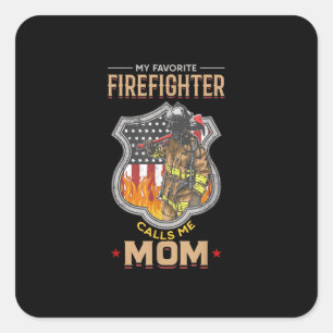 Mein Lieblingsfeuerwehrmann nennt mich Mama Feuerg Quadratischer Aufkleber