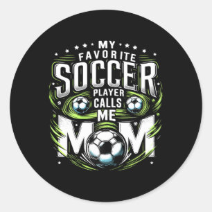 Mein Lieblingsfußballspieler nennt mich Mom Cute M Runder Aufkleber