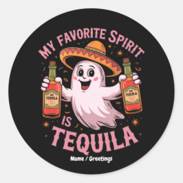 Mein Lieblingsgeist ist Tequila Halloween Trinken Runder Aufkleber