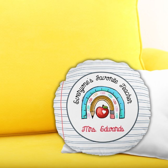 Mein Lieblingslehrer Weihnachtsregenbogen Rundes Kissen (Von Creator hochgeladen)