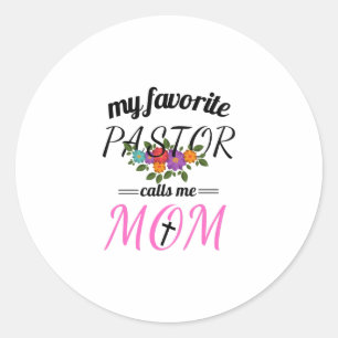 Mein Lieblingspastor nennt mich Mama - Christlich Runder Aufkleber