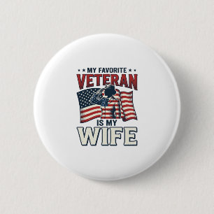 Mein Lieblingsveteran Ist Mein Frau Patriotisches Button