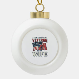 Mein Lieblingsveteran Ist Mein Mann Patriotisches Keramik Kugel-Ornament