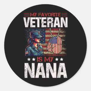 Mein Lieblingsveteran ist meine Nana-US-Flagge Vin Runder Aufkleber