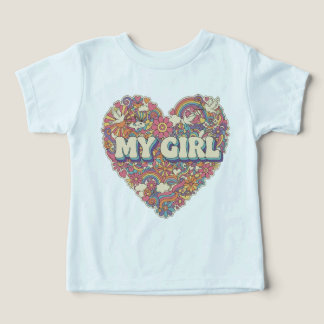 Mein Mädchen Florales Herz T-Shirt für Kleinkinder