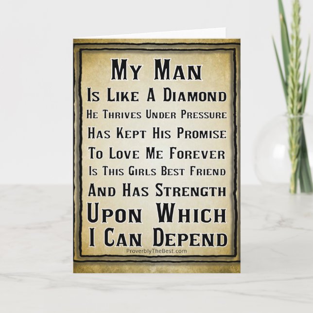 Mein Mann ist so Wertvoll wie ein Diamant Karte (Vorderseite)