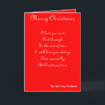Mein Mann Weihnachtskarten Feiertagskarte<br><div class="desc">Weihnachtsgrußkarten mit Hingabe an einen liebenden Ehemann</div>