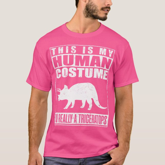Mein menschliches Kostüm im Triceratops Halloween  T-Shirt (Vorderseite)