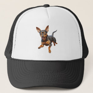 Mein Min Pin-Zwergpinscher-Minpin-Welpe Hund glück Truckerkappe