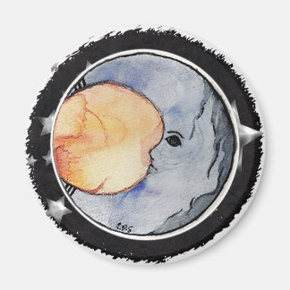 Mein Mond - Kind mit Aquarellfarbe Magnet