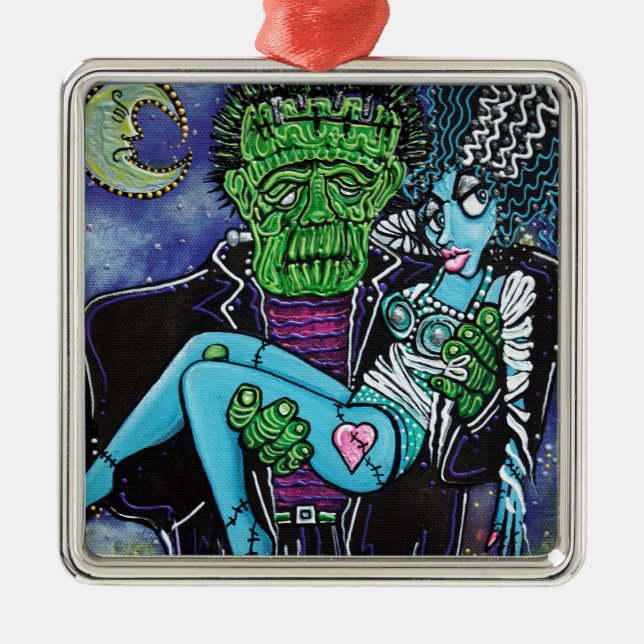 Mein Monster meine Braut Silbernes Ornament (Vorne)