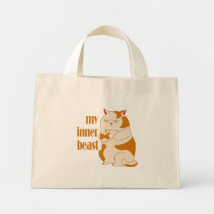 Mein motivierend Zitat aus fauler Katze Mini Stoffbeutel