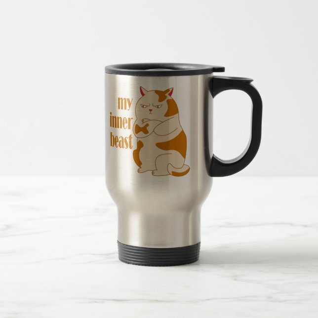 Mein motivierend Zitat aus fauler Katze Reisebecher (Rechts)