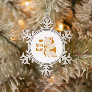 Mein motivierend Zitat aus fauler Katze Schneeflocken Zinn-Ornament