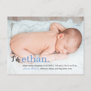 Mein NAME Moderne Geburtsankündigung Ankündigungspostkarte