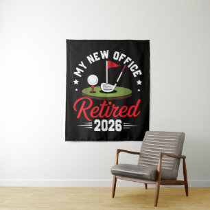 Mein neues Büro Ruhestand 2026 Golf Ruhestand Wandteppich