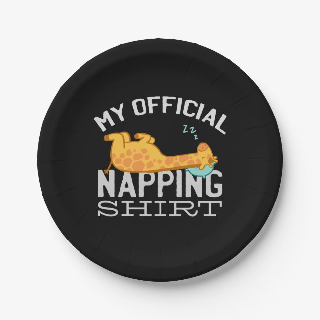 Mein offizielles Shirt - Lazy schlafend Giraffe Pappteller (Vorderseite)