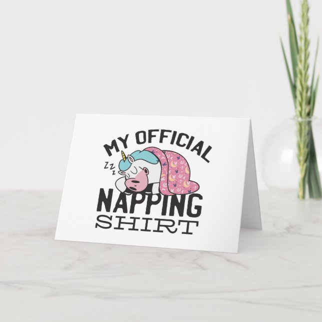 Mein offizielles Shirt - Lazy sleeping Unicorn Karte (Vorderseite)