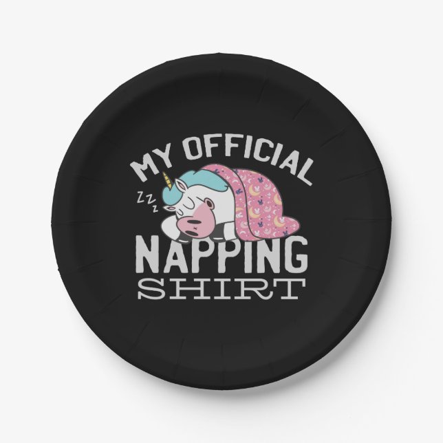 Mein offizielles Shirt - Lazy sleeping Unicorn Pappteller (Vorderseite)