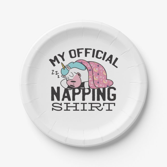 Mein offizielles Shirt - Lazy sleeping Unicorn Pappteller (Vorderseite)