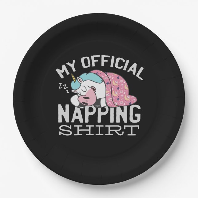 Mein offizielles Shirt - Lazy sleeping Unicorn Pappteller (Vorderseite)