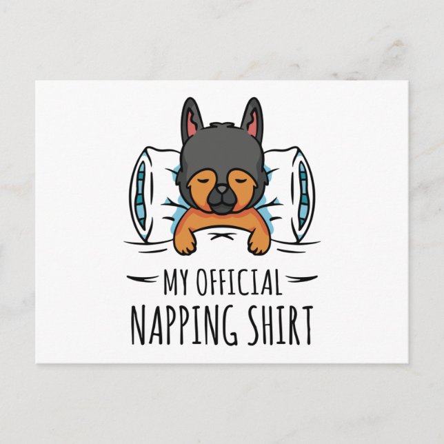 Mein offizielles Shirt mit Schlafhund Postkarte (Vorderseite)