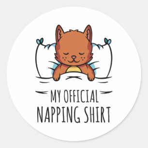 Mein offizielles Shirt mit Schlafkatze Runder Aufkleber