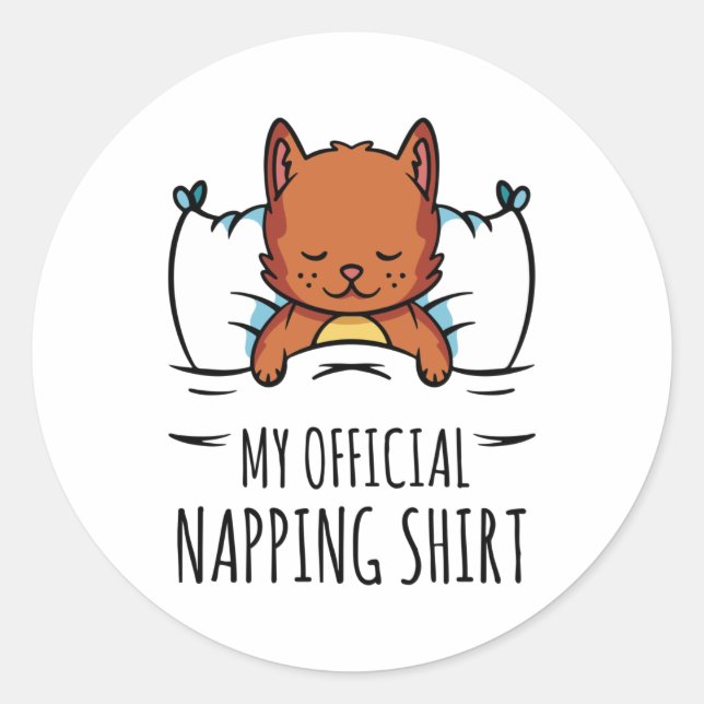 Mein offizielles Shirt mit Schlafkatze Runder Aufkleber (Vorderseite)