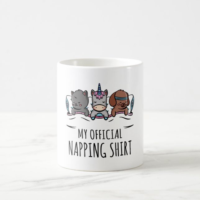 Mein offizielles Shirt schlafend Unicorn Dog Cat Kaffeetasse (Mittel)