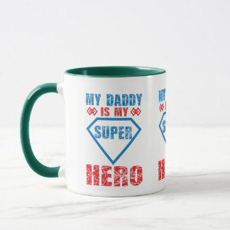 Mein Papa ist mein Superheld Dreifach-Design Vater Tasse