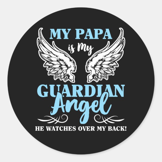 Mein Papa ist mein Wächter Angel Runder Aufkleber (Vorderseite)