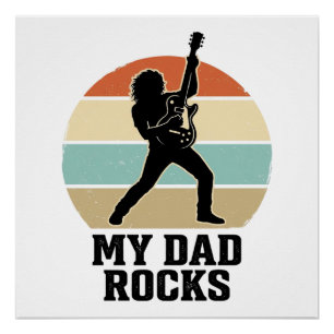 Mein Papa rockt Vintage-Gitarre-Sonnenuntergang-Sh Poster