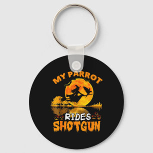 Mein Papagei fährt Shotgun Hexe Fly Broomstick T H Schlüsselanhänger