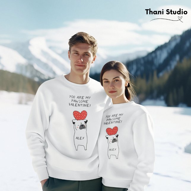 Mein pawsome Valentine Niedlicher Mops & Red Heart Sweatshirt (Von Creator hochgeladen)