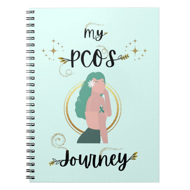 Mein PCOS Reise PCOS Bewusstsein Aquamarine Band Notizblock (Vorderseite)