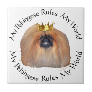 Mein Pekinese beherrscht meine Welt Fliese