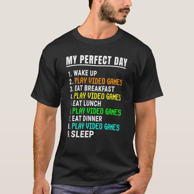 Mein perfekter Video-Games-Video-Gamer Retro T-Shirt (Vorderseite)