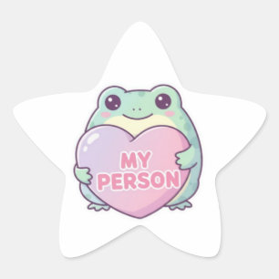 Mein Personen-Frosch-Aufkleber Süßer Frosch umarmt Stern-Aufkleber