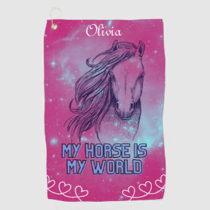 Mein Pferd ist meine Magenta Golfhandtuch