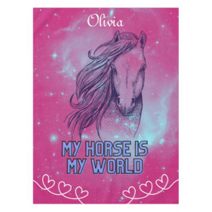 Mein Pferd ist meine Welt Magenta Tischdecke