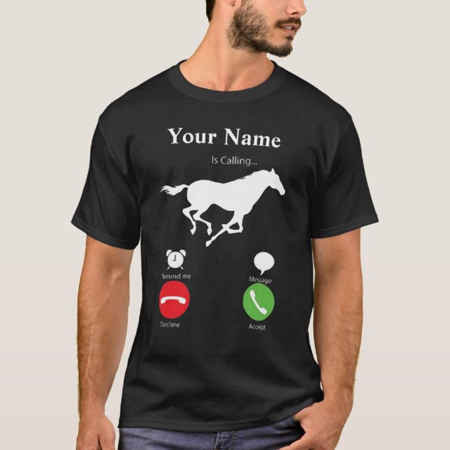 Mein Pferd ruft personalisiert an T-Shirt (Vorderseite)